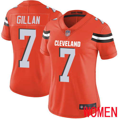 Cleveland Browns Jamie Gillan Women Orange Limited Jersey #7 NFL Football Alternate Vapor Untouchable->women nfl jersey->Women Jersey